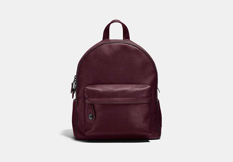 COACH®,CAMPUS BACKPACK,Leather,Large,Dark Gunmetal/Oxblood,Front View