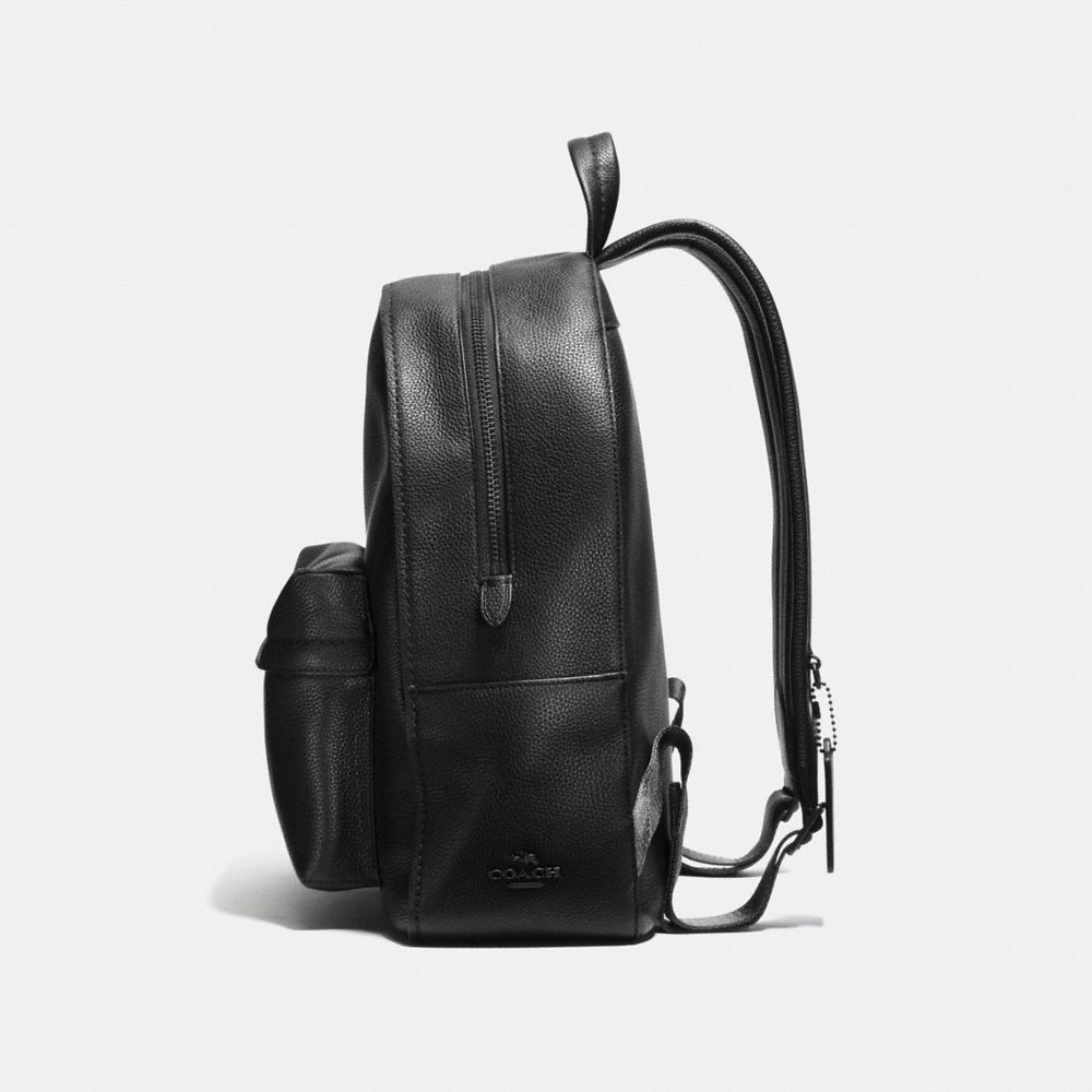 COACH®,CAMPUS BACKPACK,Leather,Large,Matte Black/Black,Angle View