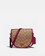 COACH®,TURNLOCK SADDLE CROSSBODY IN SIGNATURE CANVAS,Coated Canvas,Small,Brass/Tan Wildflower,Front View