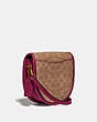 COACH®,TURNLOCK SADDLE CROSSBODY IN SIGNATURE CANVAS,Coated Canvas,Small,Brass/Tan Wildflower,Angle View