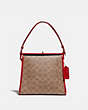 COACH®,TURNLOCK SHOULDER BAG IN SIGNATURE CANVAS,Coated Canvas,Small,Brass/Tan Jasper,Front View