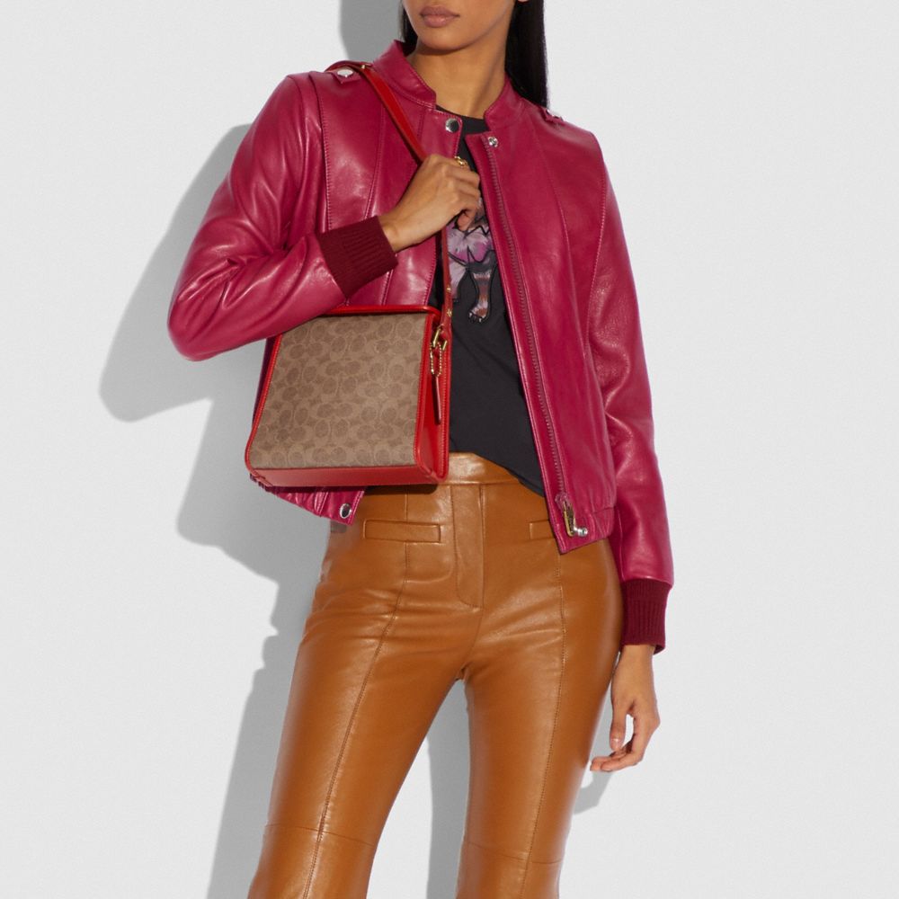 COACH®,Turnlock Shoulder Bag In Signature Canvas,,Detail View