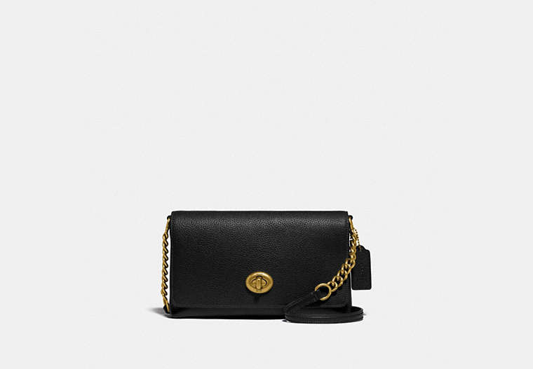 COACH®,CROSSTOWN CROSSBODY,Pebbled Leather,Small,Brass/Black,Front View