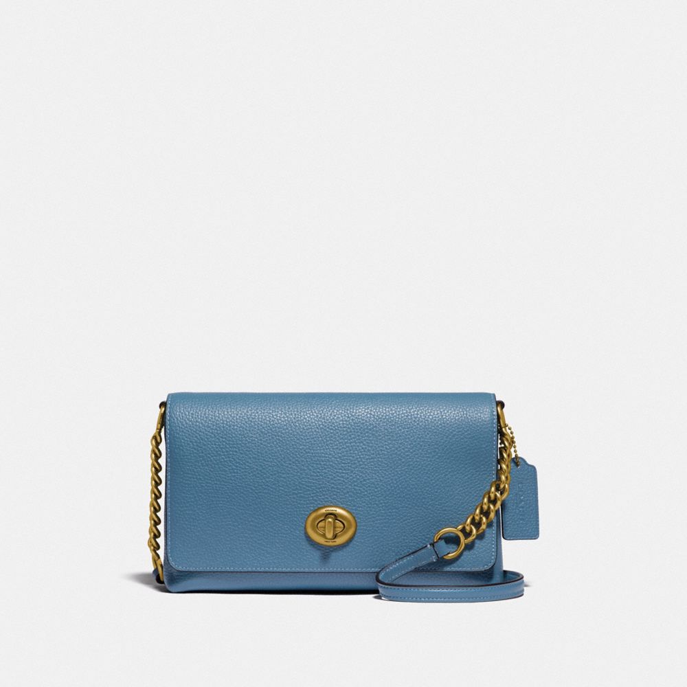 COACH®,SAC À PORTÉ-CROISÉ CROSSTOWN,Cuir galet poli,Laiton/Lac,Front View