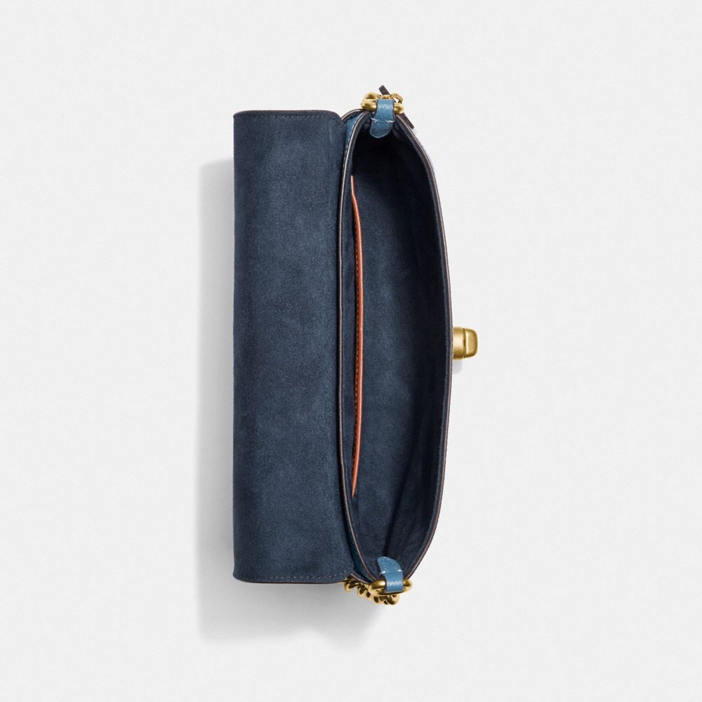 COACH®,SAC À PORTÉ-CROISÉ CROSSTOWN,Cuir galet poli,Laiton/Lac,Inside View,Top View