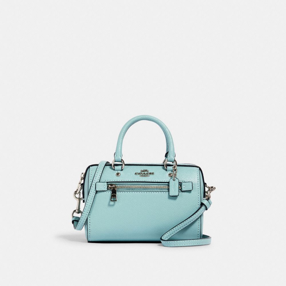 COACH®,MICRO ROWAN CROSSBODY,Leather,Silver/SEAFOAM,Front View