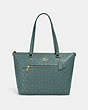 COACH®,GALLERY TOTE IN SIGNATURE LEATHER,Leather,Large,Im/Marine,Front View
