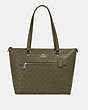 COACH®,GALLERY TOTE IN SIGNATURE LEATHER,Leather,Large,Silver/Surplus,Front View