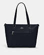 COACH®,GALLERY TOTE IN SIGNATURE LEATHER,Leather,Large,Silver/Midnight,Front View