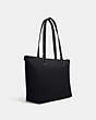 COACH®,GALLERY TOTE IN SIGNATURE LEATHER,Leather,Large,Silver/Midnight,Angle View