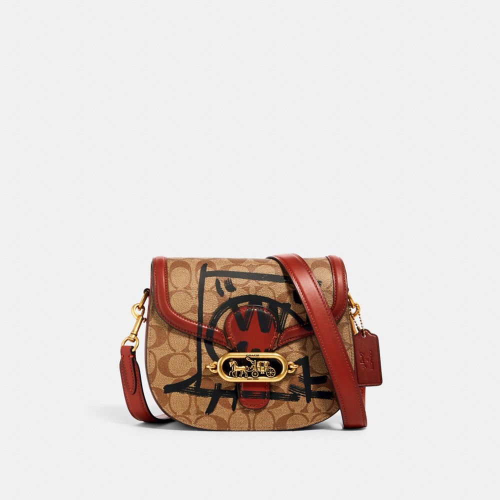 Sac de selle jade en toile signature avec motif Rexy par Guang Yu