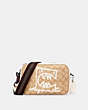 COACH®,VALE JES CROSSBODY IN SIGNATURE CANVAS WITH REXY BY GUANG YU,pvc,Mini,Gunmetal/Light Khaki/Chalk Multi,Front View