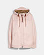 COACH®,SOLID SHORT JACKET WITH SIGNATURE,cotton,ORCHID,Front View