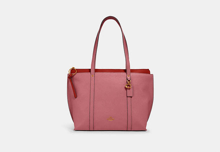 COACH®,MAY TOTE,Leather,Large,Gold/ROSE,Front View