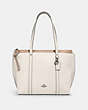 COACH®,MAY TOTE,Leather,Large,Silver/Chalk,Front View