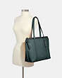 COACH®,MAY TOTE,Leather,Large,Silver/Dark Turquoise,Alternate View