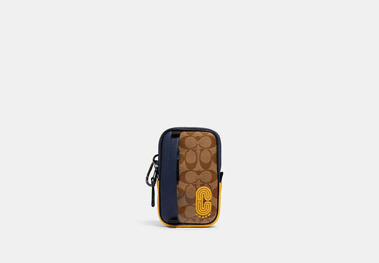 North/South Hybrid Pouch In Colorblock Signature Canvas With Coach Patch