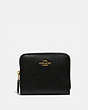 COACH®,BILLFOLD WALLET,Pebbled Leather,Mini,Brass/Black,Front View