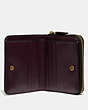 COACH®,BILLFOLD WALLET,Pebbled Leather,Mini,Brass/Black,Inside View,Top View