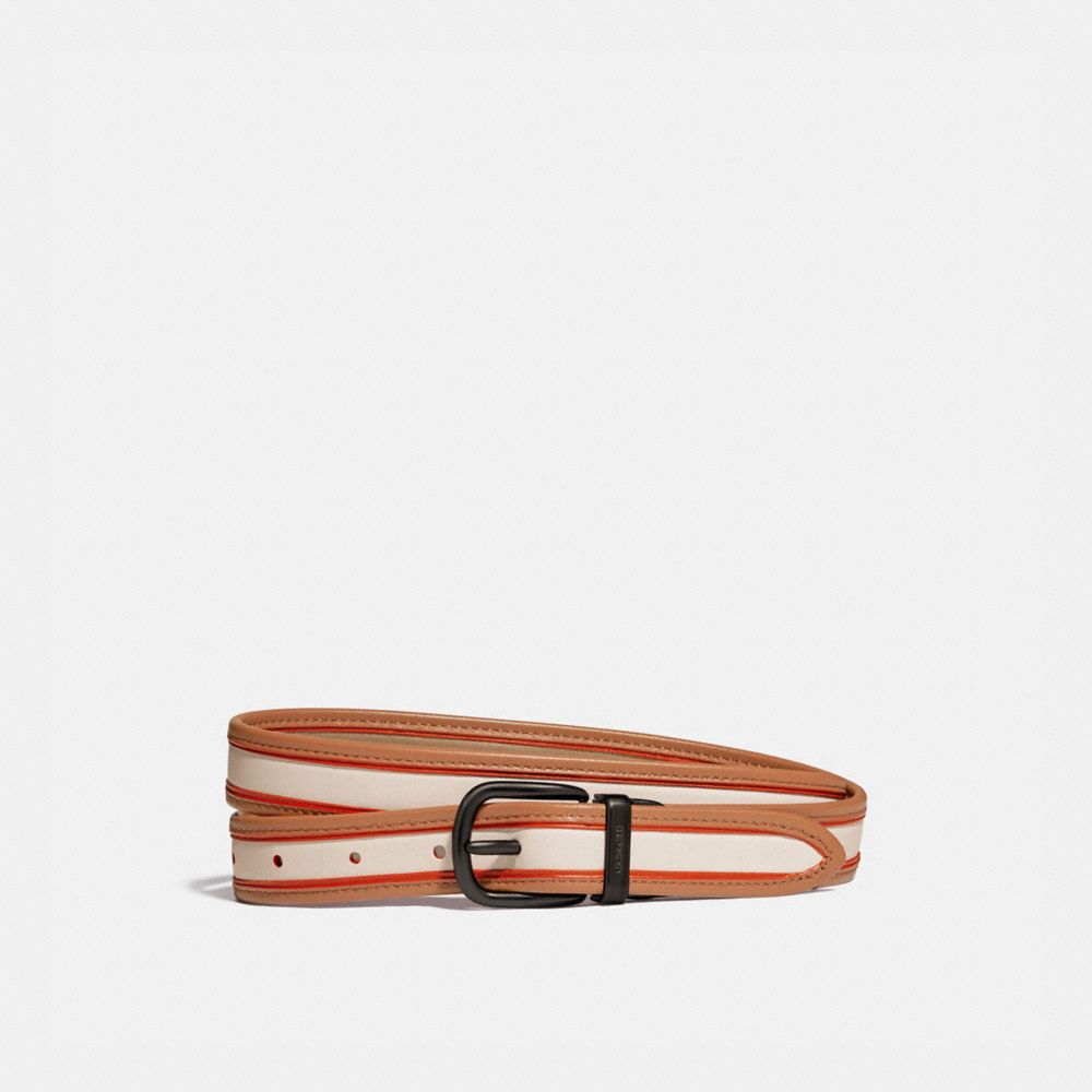 COACH®,CEINTURE RÉVERSIBLE AVEC BOUCLE HARNESS, 25 MM,Cuir souple,Craie/Sou,Front View