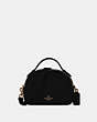 COACH®,SERENA SATCHEL,Leather,Small,Gold/Black,Front View