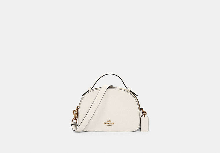 COACH®,SERENA SATCHEL,Leather,Small,Gold/Chalk,Front View