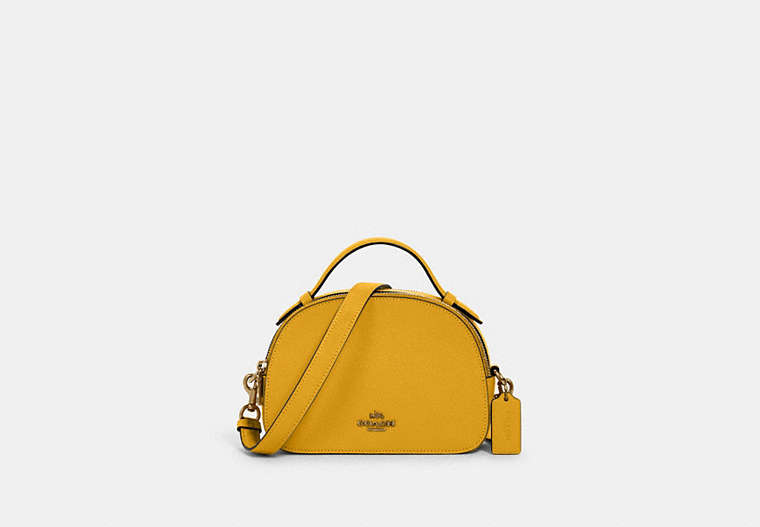 COACH®,SERENA SATCHEL,Leather,Small,Gold/Flax,Front View