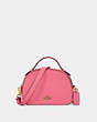COACH®,SERENA SATCHEL,Leather,Small,Gold/Confetti Pink,Front View