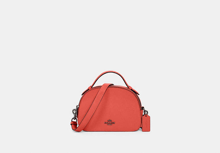 COACH®,SERENA SATCHEL,Leather,Small,Silver/Tangerine,Front View