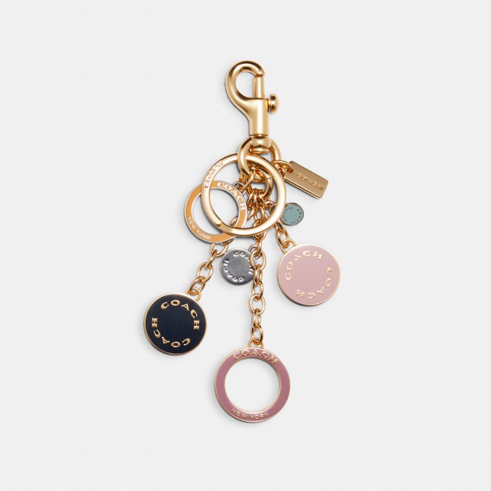 COACH®,COACH CIRCLES CLUSTER BAG CHARM,Gold/Multi,Front View