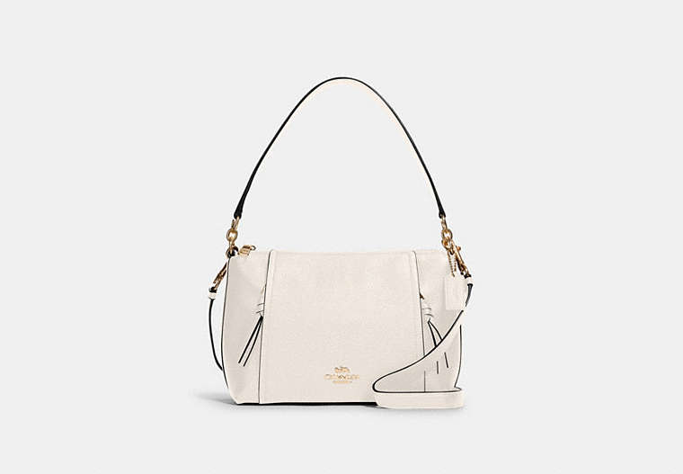 COACH®,SMALL MARLON SHOULDER BAG,Leather,Gold/Chalk,Front View