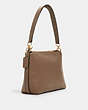 COACH®,SMALL MARLON SHOULDER BAG,Leather,Gold/Taupe,Angle View
