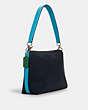 COACH®,SMALL MARLON SHOULDER BAG IN COLORBLOCK,Leather,Silver/Midnight Sedona Multi,Angle View