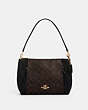 COACH®,SMALL MARLON SHOULDER BAG IN SIGNATURE CANVAS,pvc,Gold/Brown Black,Front View