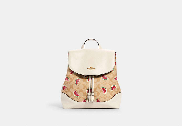 Elle Backpack In Signature Canvas With Watermelon Print