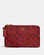 COACH®,DOUBLE ZIP WALLET IN SIGNATURE CANVAS,pvc,Gold/1941 Red,Front View