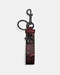 COACH®,LOOP BAG CHARM IN SNAKESKIN,Leather,Pewter/Wine Dark Pink,Front View