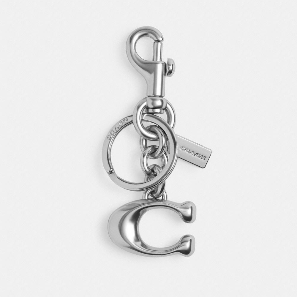 Coach Signature Bag Charm In Silver