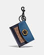 COACH®,MINI PARKER BAG CHARM IN COLORBLOCK SIGNATURE CANVAS WITH SNAKESKIN DETAIL,Leather,Brass/Lake/Tan/Slate/Midnight,Front View