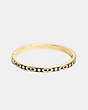 COACH®,SIGNATURE STONE HINGED BANGLE,Mixed Material,Gold/Black,Front View