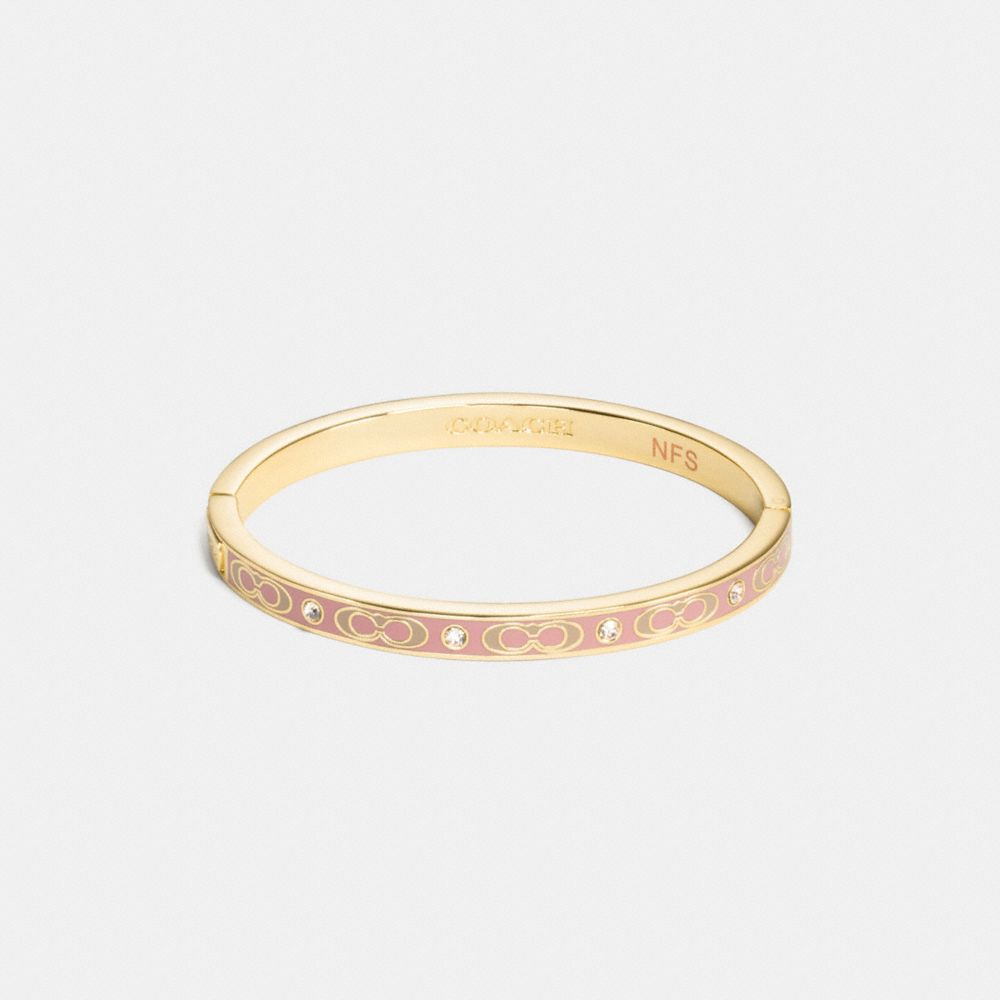 COACH SIGNATURE HINGED ENAMEL BANGLE BRACELET, PINK, SO PRETTY!