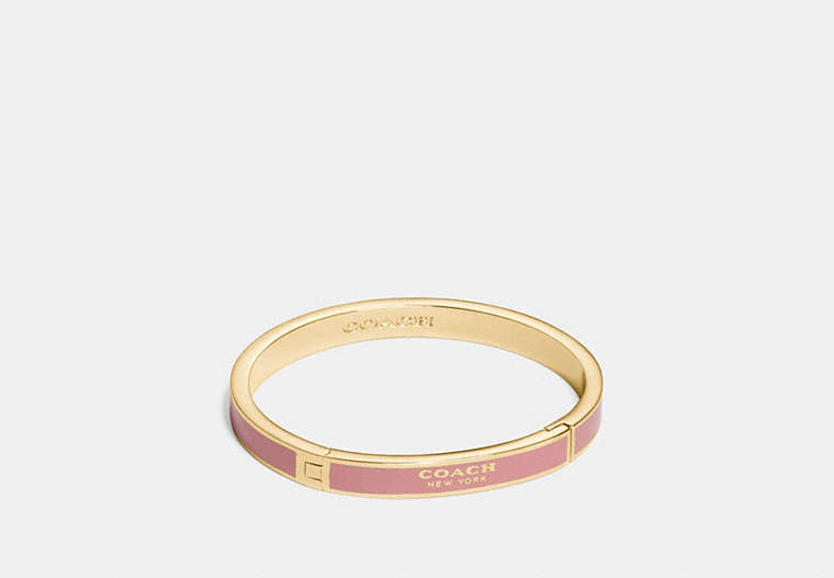 COACH®,COACH HINGED BANGLE,Mixed Material,Gold/Dusty Rose,Front View
