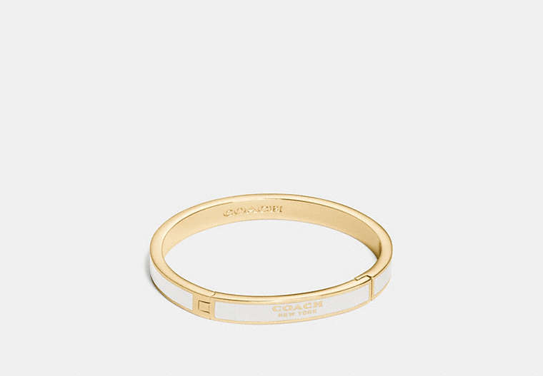 COACH®,COACH HINGED BANGLE,Mixed Material,Gold/Chalk,Front View