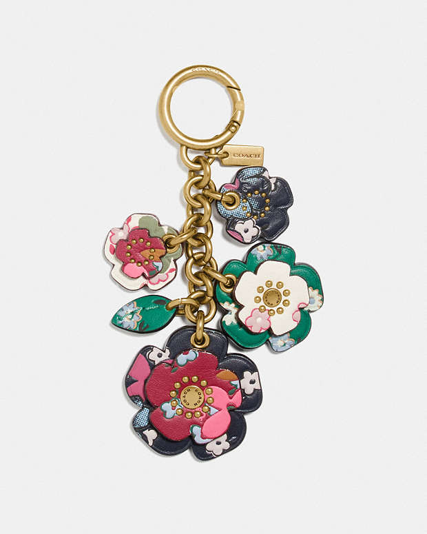 COACH® | Tea Rose Mix Bag Charm With Multi Floral Print