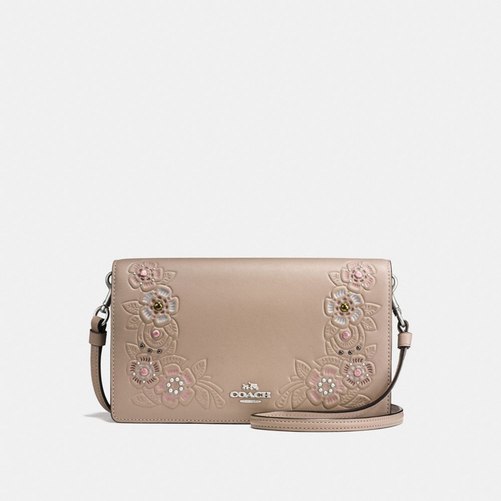 COACH Foldover Crossbody Clutch With Painted Tea Rose Tooling