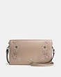 COACH®,FOLDOVER CROSSBODY CLUTCH WITH PAINTED TEA ROSE TOOLING,Leather,Mini,Light Anitique Nickel/Stone Multi,Front View