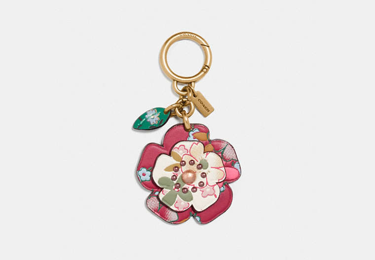 Tea Rose Bag Charm With Multi Floral Print