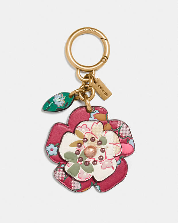 COACH® | Tea Rose Bag Charm With Multi Floral Print