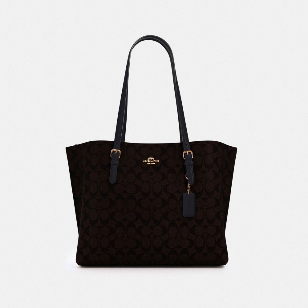 COACH®,MOLLIE TOTE BAG IN SIGNATURE CANVAS,Signature Canvas,X-Large,Everyday,Gold/Brown Black,Front View