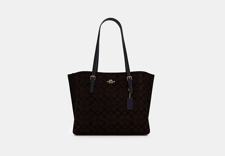 COACH®,MOLLIE TOTE IN SIGNATURE CANVAS,pvc,X-Large,Everyday,Gold/Brown Black,Front View